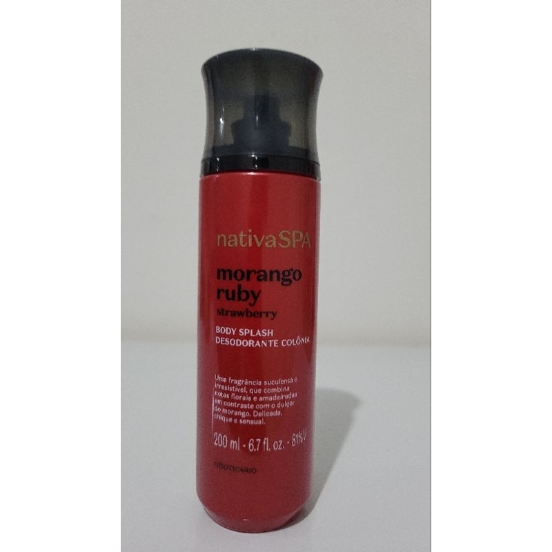 Body Splash Desodorante Colônia Morango Ruby Nativa SPA 200 ml o boticário.