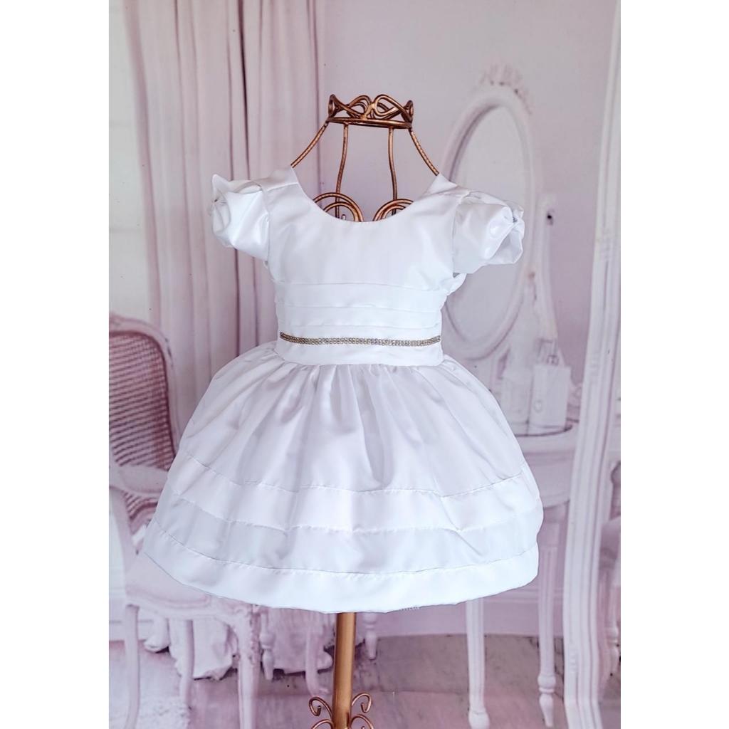 Vestido infantil batizado daminha Cores Festa Aniversário Evangélico modelo luxo em Oferta na Shopee