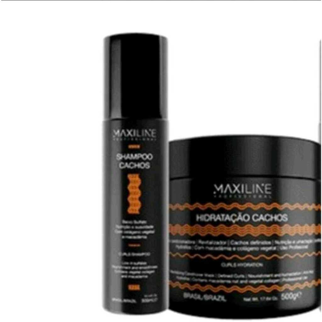 Shampoo 300ml e Máscara 500g Cachos - Maxiline