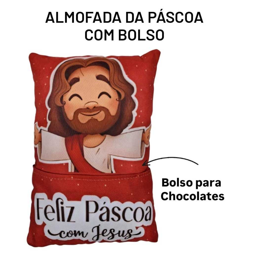 Almofada de Páscoa personalizada (com bolso porta chocolate) 🐰🍫 Lançamentos 2025