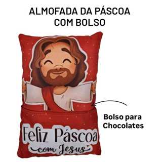 Almofada de Páscoa personalizada (com bolso porta chocolate) 🐰🍫 Lançamentos 2025 em Oferta na Shopee
