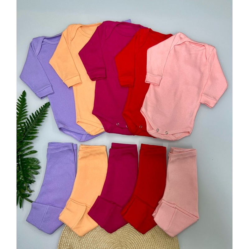 Kit 5 Conjunto Infantil de Body e Calça Bebê de Ribana Menino Confortavél do RN ao 3 Anos