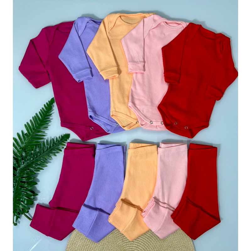 Kit com 6 peças Bebê Menina Body+Calça RN ao 3