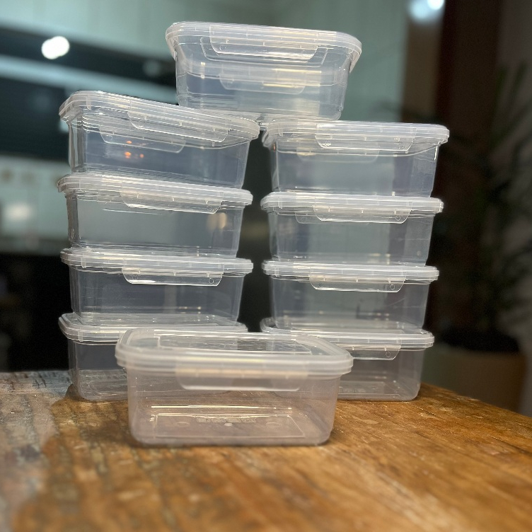 Kit 10 Marmitas Fitness Pote 750ML Vasilha Sem BPA Freezer E Microondas Potes Plásticos Com Travas Grande REFORÇADO