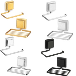 Kit Acessorios Banheiro Box Lavabo Sem Furo 2 Pecas Luxo 3m Saboneteira Porta Papel Higienico Arthi em Oferta na Shopee