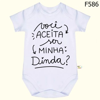Body Bebê Frases Você Aceita Ser Minha Dinda SF586 em Oferta na Shopee
