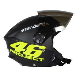 Capacete Aberto Preto Fosco Personalizado New Liberty Three - Project 46 Vr. Com Viseira Fumê