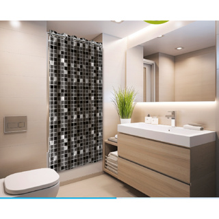 CORTINA PARA BOX 1,38M X 1,98M PVC IMPERMEÁVEL ANTI-MOFO,LAVÁVEL GANCHOS/ILHÓS - PASTILHAS VERDE/PRETO/COPACABANA/IBIZA em Oferta na Shopee