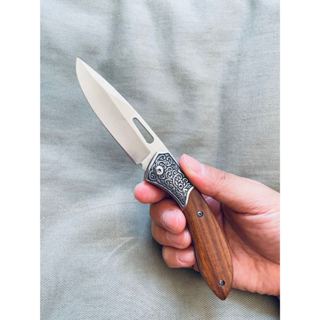 Canivete Cabo Madeira Cor Cinza Manual Inox Pesca Camping TC07 em Oferta na Shopee