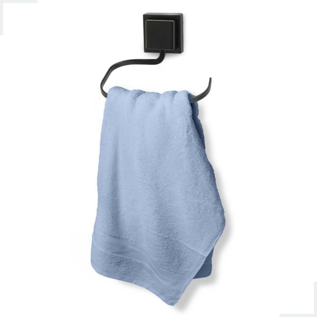 Suporte Porta Toalha de Rosto Banheiro Lavabo Fixação Sem Furo 3M Preto Black Arthi - Home & Living