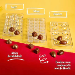 1~3 Forma Profissional p/ Chocolate 20g Tábata Romero BLUE STAR OVINHOS BOMBOM Poliestireno Cristal PÁSCOA 2025 (CHOCO)