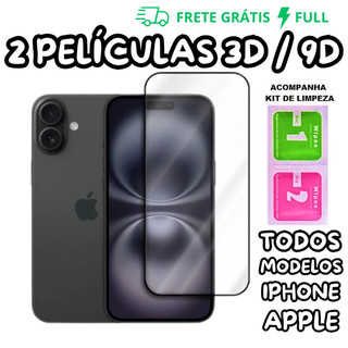 2 PELÍCULAS 3D / 9D VIDRO FULL COVER PARA IPHONE 6 7 8 PLUS X XS MAX 11 12 13 PRO MAX 4.9