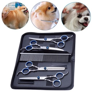 Kit 5 em 1 Tesoura Profissional para Gatos e Cães - Cabeleireiro e Barbeiro para Pets em Oferta na Shopee
