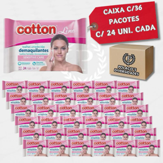 Caixa 36 Lenço Demaquilante 24 unidades cada Cotton Line em Oferta na Shopee