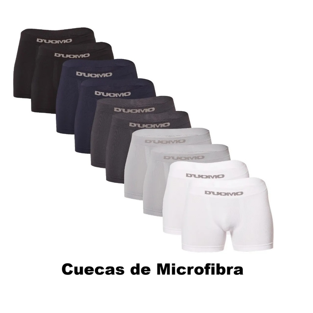 Kit C/ 4, 5 Cuecas Boxer Microfibra Sem Costura Duomo Lisas