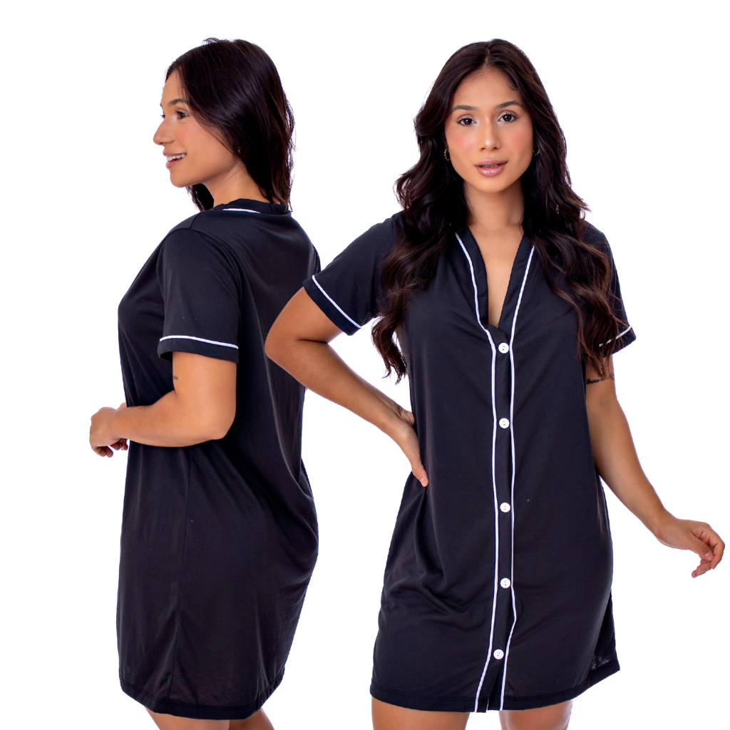 Camisola Amamentação Meia Manga Luxo com Botões Pós Cirúrgica em Oferta na Shopee