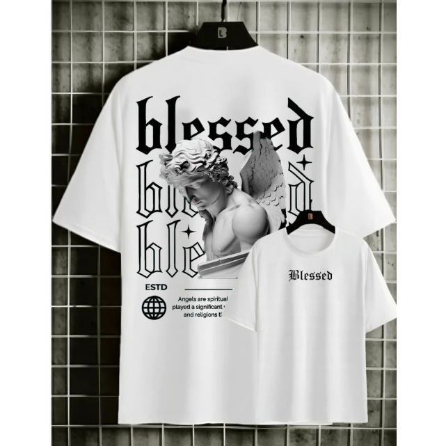 Camiseta Streetwear Blessed Oversized Unissex 100% Algodão