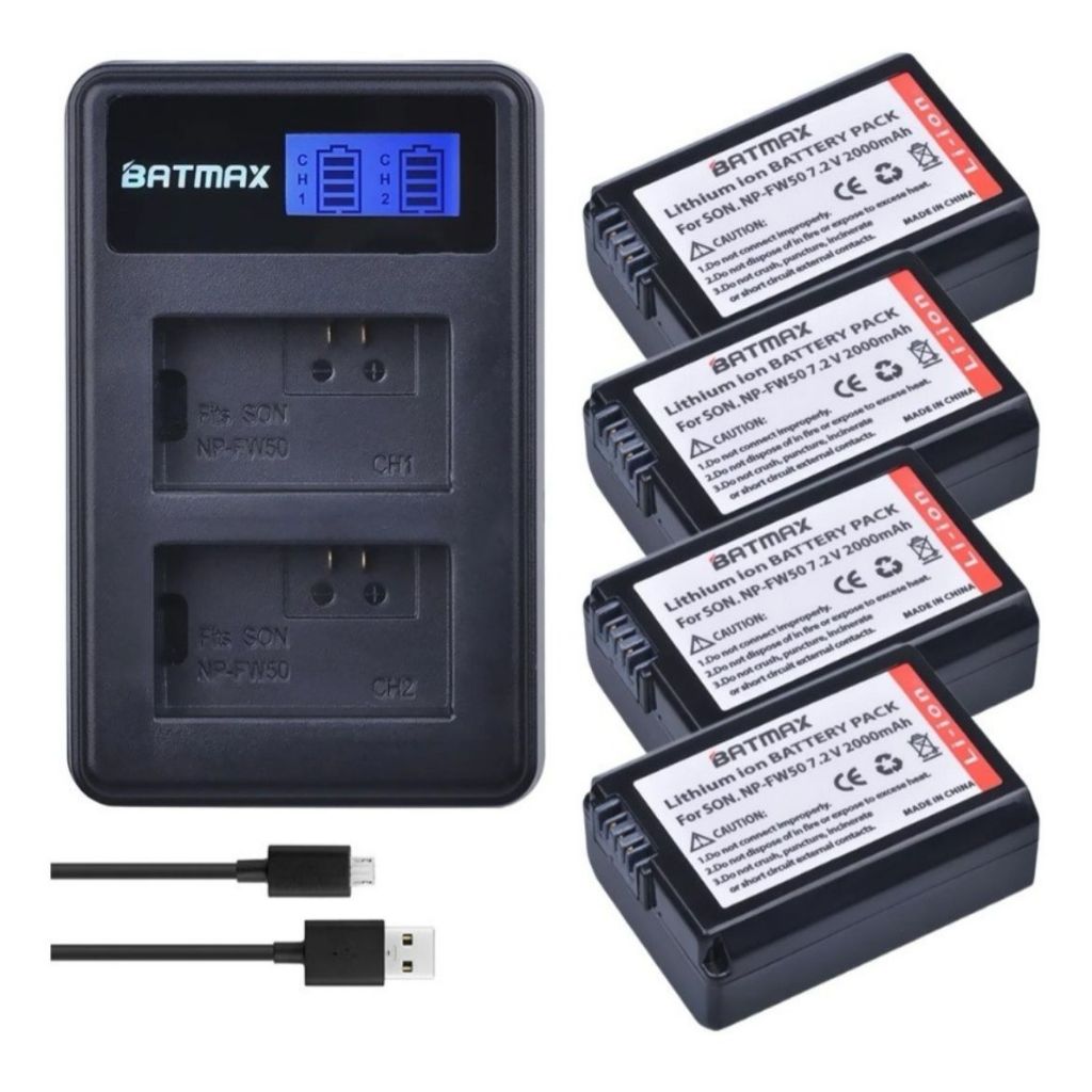 Kit 4 Bat.eria Np-fw50 C/ Carregador Duplo A6500 A6300 A6000