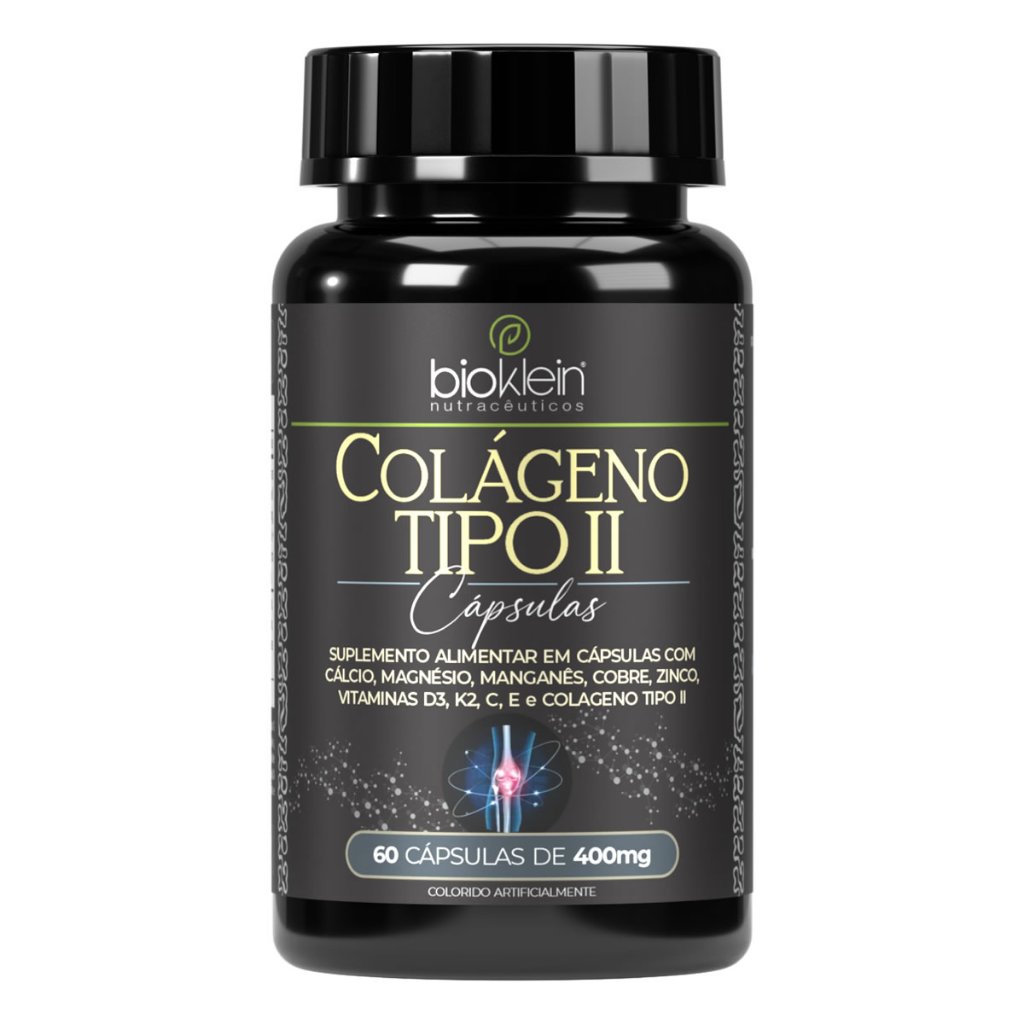 Colágeno Tipo 2 II 60 Cápsulas 40mg Vitaminas C E B1 Niacina B6 B12 Bioklein