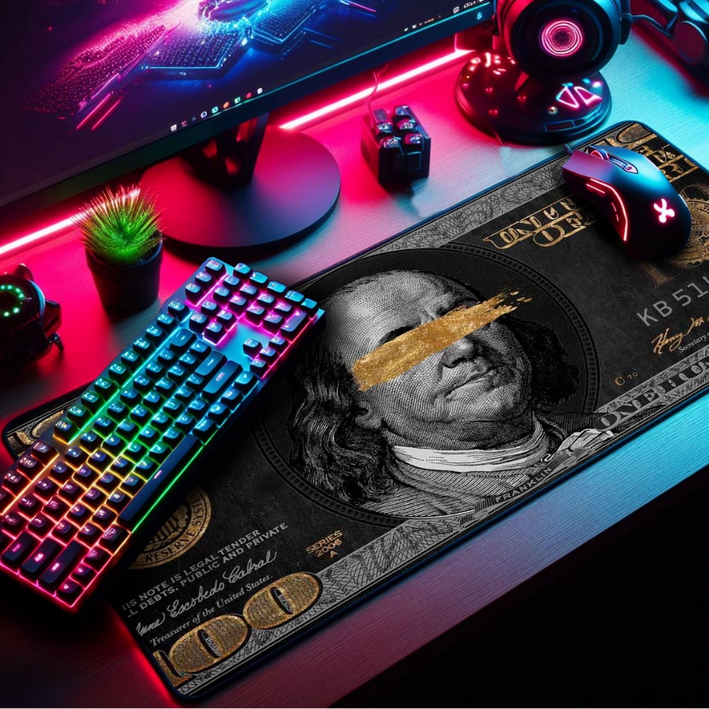 Mouse Pad Gamer Premium Diversos Tamanhos Borda Costurada Estampas Black Dollar