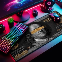Mouse Pad Gamer Premium Diversos Tamanhos Borda Costurada Estampas Black Dollar