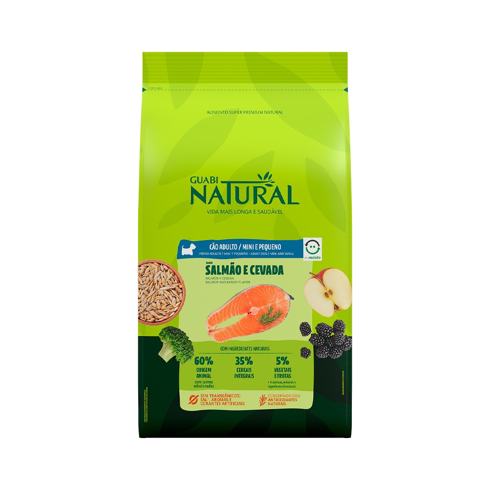 GUABI NATURAL CAO AD MINI E PEQUENO SALMAO E CEVADA 10,1KG