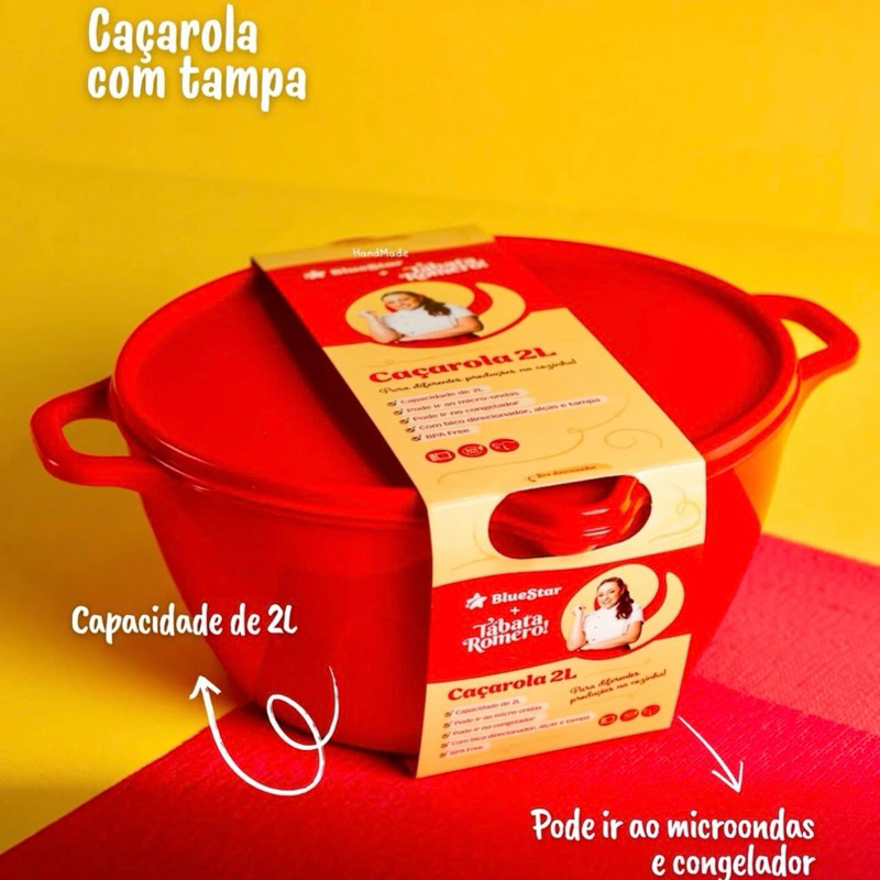 Caçarola Derretedeira Chocolate 2lt Tábata Romero com Tampa e Alças VERMELHA Coberturas (Blue Star) em Oferta na Shopee
