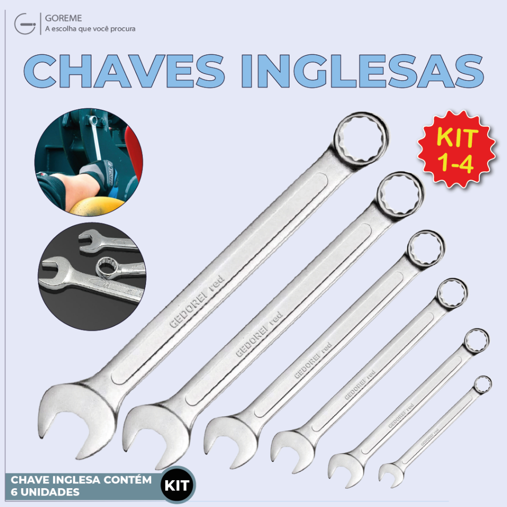 24 Peças Chave Combinada Profissional Aço Especial Cromada 6mm até 13mm cor prata em Oferta na Shopee