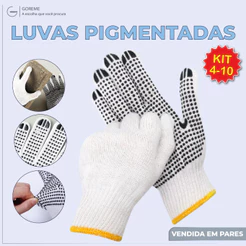 Luva de malha antiderrapante pigmentada algodão 6 fios emborrachada preto luva de pano de proteção