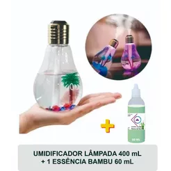 Umidificador Difusor LÂMPADA Grande 400 mL + 1 3 5 Essências 60 mL Lavanda Capim Limão Bambu