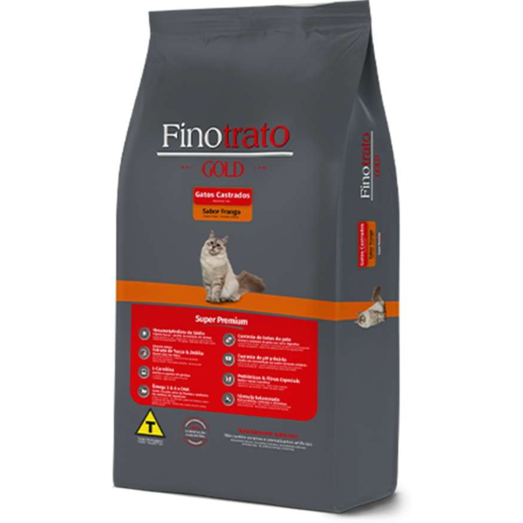 Fino Trato Gold Ração Para Gatos Castrado Frango 7,5kg