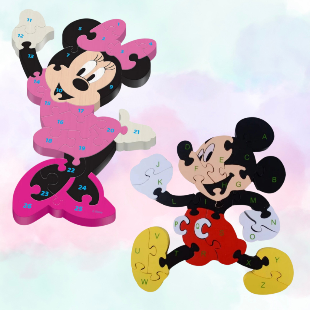 Quebra Cabeça De Encaixe 3d Madeira Alfanumérico 26pç MDF Mickey Minnie Inteligência Educativo em Oferta na Shopee