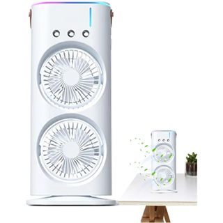 Climatizador Recarregável Spray de Três Furos Ventilador Duplo Mesa Balançando a Cabeça Best — R$ 76,99 em Shopee