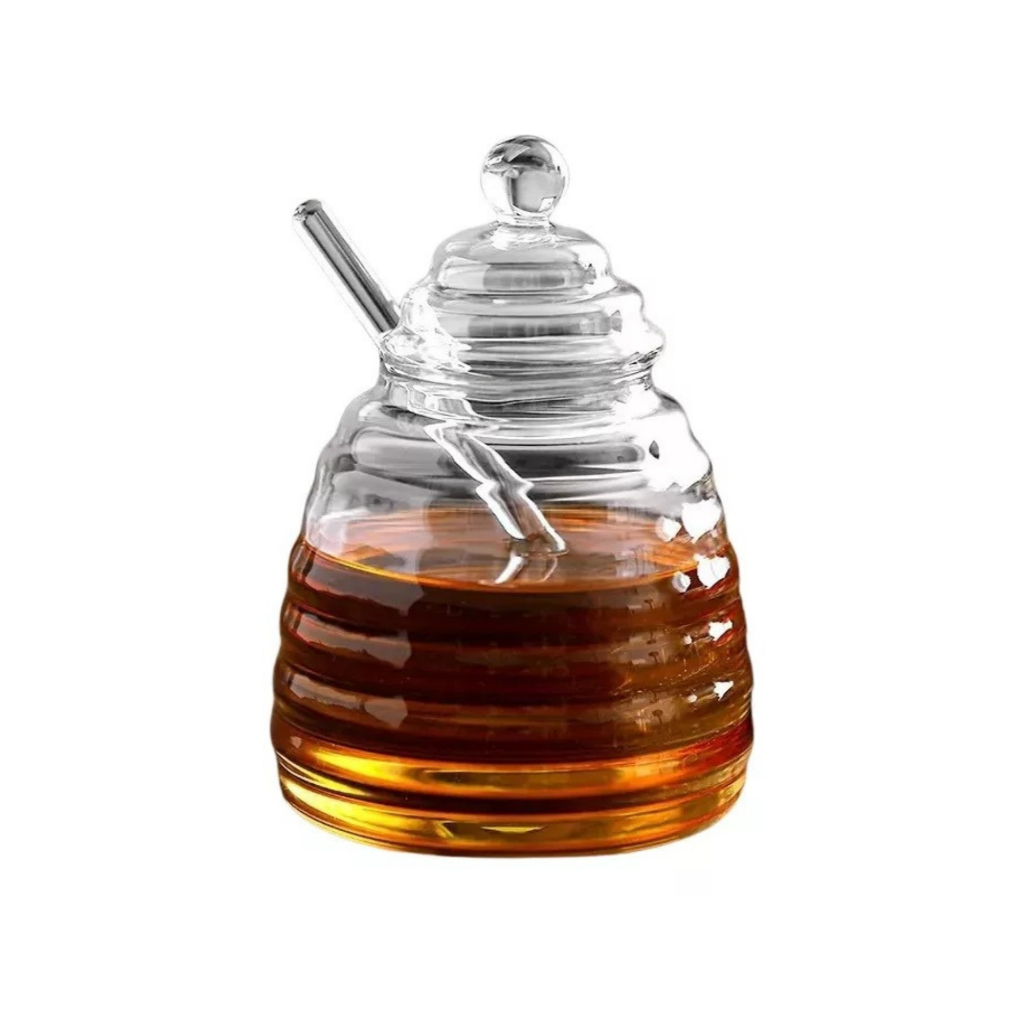 Porta Mel Vidro Com Tampa Pegador Meleira Vasilha Pote 450ml