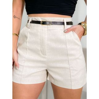 Emili Short Viscolinho Feminino Com Cinto Fino Courino-S848 em Oferta na Shopee