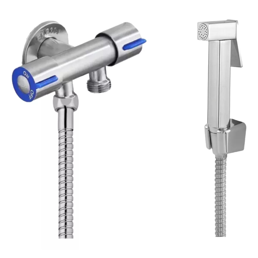 Registro Metal 2 Saida Ducha Higienica Gatilho Com Trava Metal Luxo
