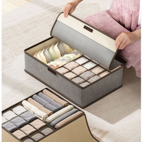 Caixa Organizadora De Gaveta Com Divisórias com Tampa Para Peças Intimas/ Meias/ Calcinha Anti-Poeiras Multiuso em Oferta na Shopee