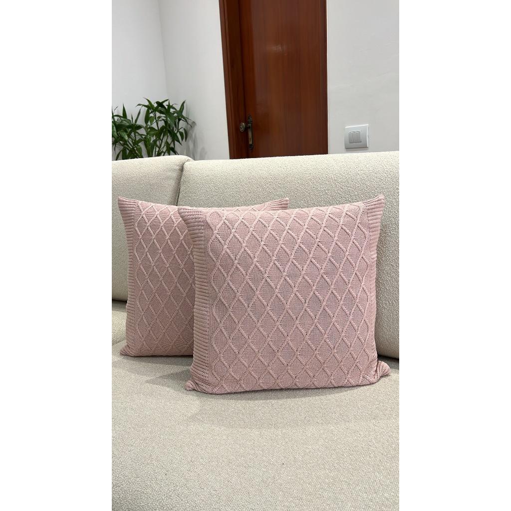 Kit 2 Capas De Almofada Tricot 45x45 Decorativa Sofa Veneza