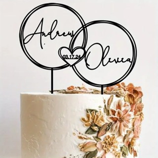 Topo de Bolo Casamento Personalizado MDF Nome Casal Dourado Prata Noivado em Oferta na Shopee