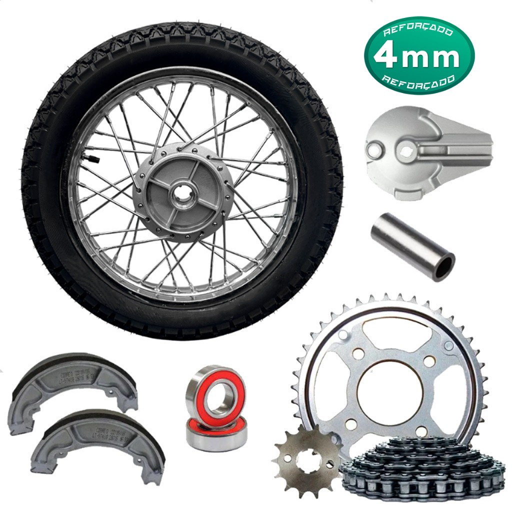 Roda Calha Traseira Raio 4mm Cromado Titan 150 Fan 150 2005 Diante Todas Relação Montada Alinhada