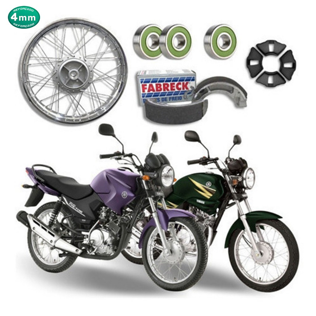 Roda Traseira Ybr 125 / Factor 125 Cromada Montada Patim Bucha Rolamentos