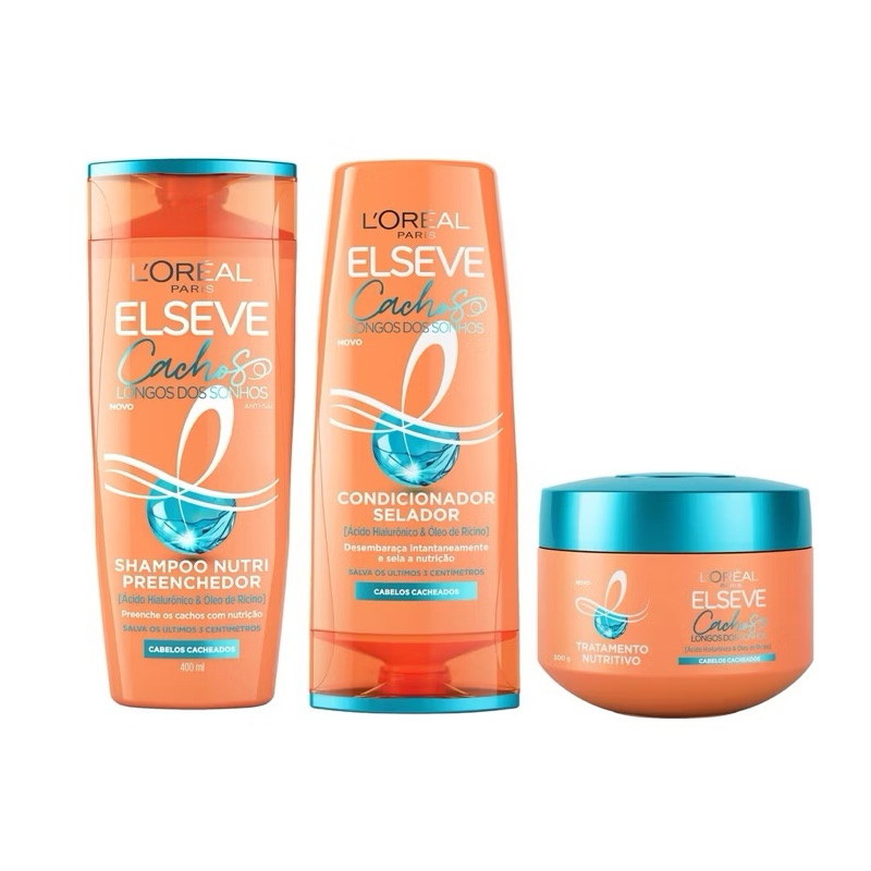 Kit Elseve Cachos dos Sonhos | Shampoo 400ml + Condicionador 400ml + Creme Tratamento em Oferta na Shopee