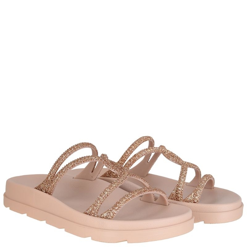 Sandália Feminina Papete Zaxy Bright Tiras Brilho Designer Fashion Estilo e Conforto Versátil