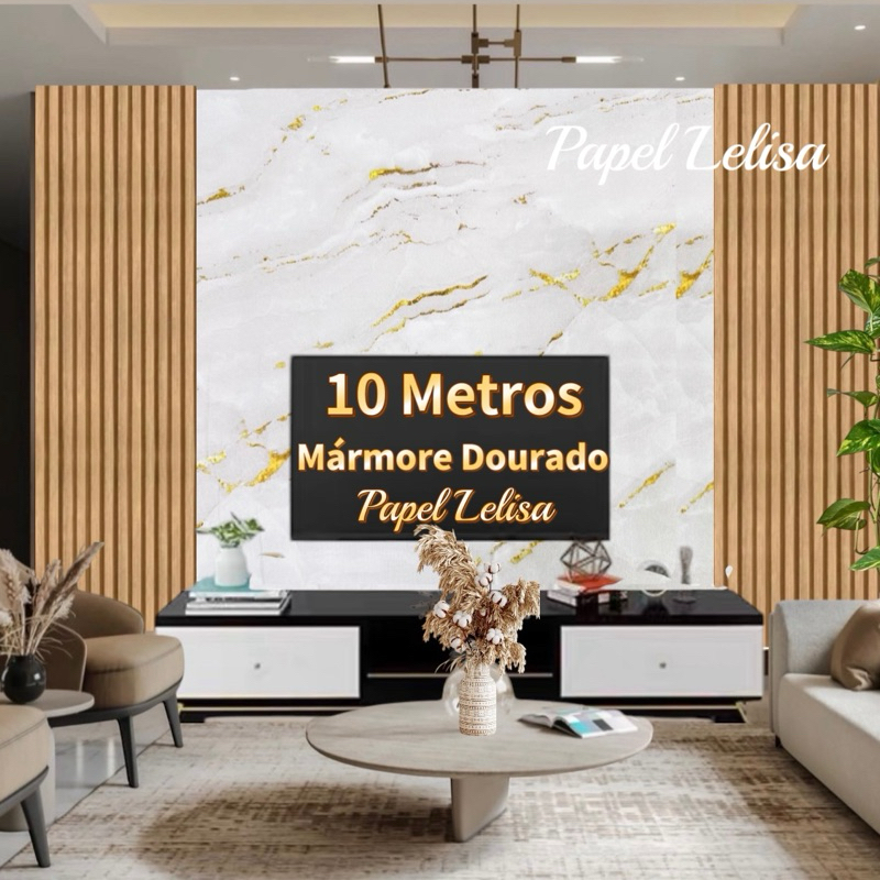 Adesivo  de Parede 3D Mármore  Dourado 10 METROS x 45CM Adesivo Autocolante para Sala, Quarto em Oferta na Shopee