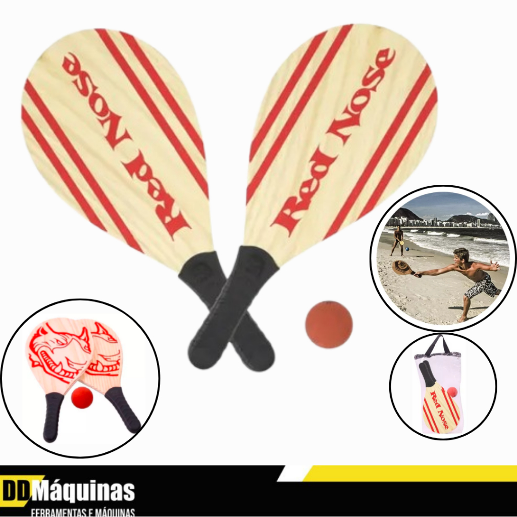 Kit 2 Raquetes De Frescobol Rednose + Bolinha E Bolsa Belfix - Sports & Outdoors