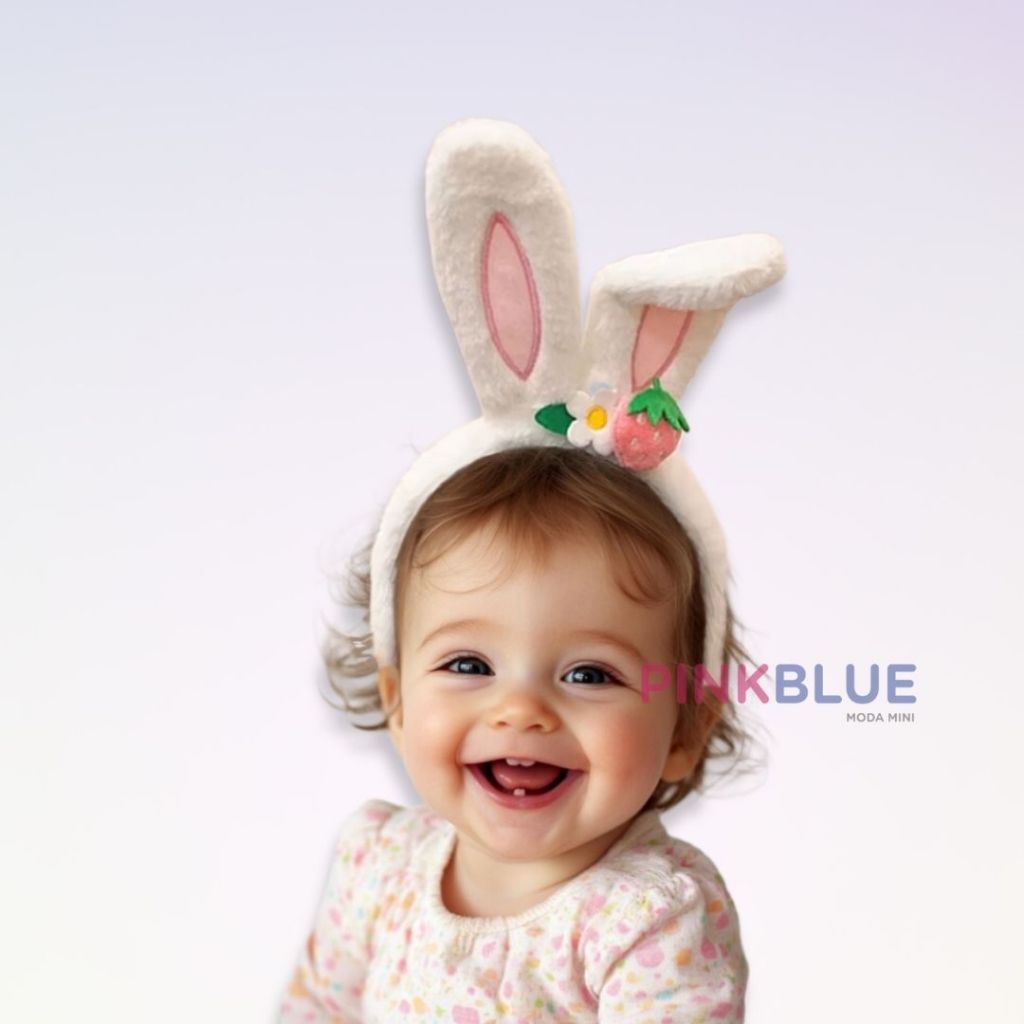 Arco tiara de pelúcia orelha de coelho bebê pascoa em Oferta na Shopee