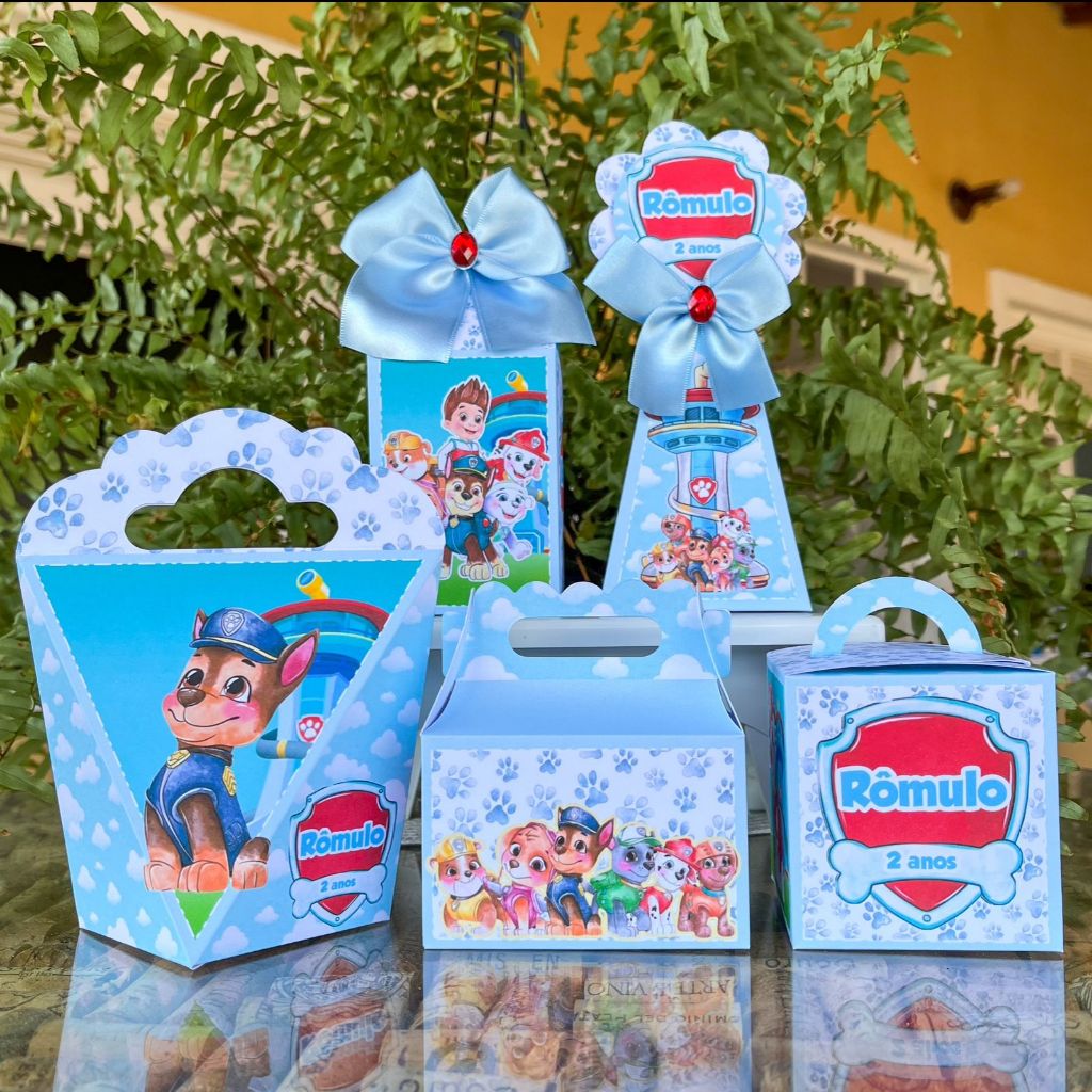 Kit Festa Patrulha Canina Aquarela Personalizado Caixinhas Lembrancinhas Fácil Montagem Envio Rápido