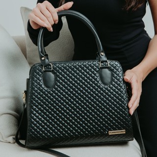 Bolsa feminina Grande bicolor, com alça transversal regulável