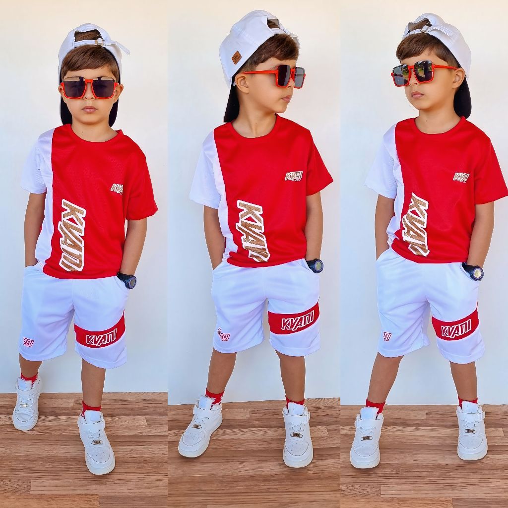 Kit menino juvenil Premium lançamento - Conjuntos 2 peças do 2 ao 12 anos - Dry-fit Premium em Oferta na Shopee