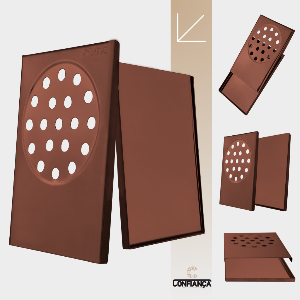 Ralo Pratic Escoamento Para Box Banheiro Inteligente 100% Aço Inox Luxo Corten Cód. 5205